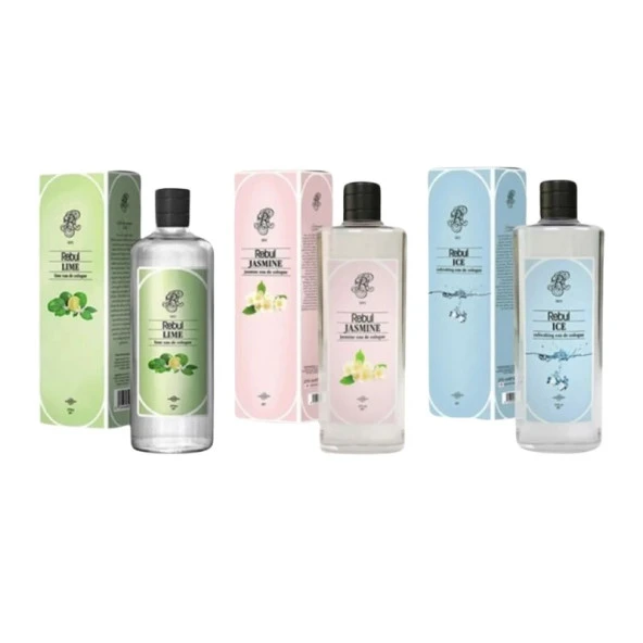 Rebul Lime Kolonya 270 ml + Rebul Jasmine Kolonya 270 ml + Rebul Ice Kolonya 270 ml 3'lü Set
