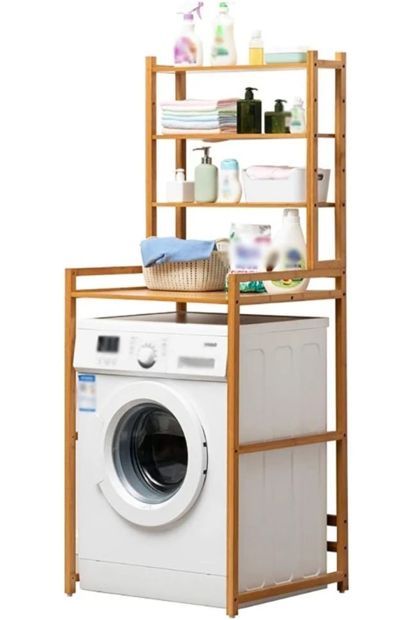 Wooden Women World Doğal Ahşap Banyo Çamaşır Makinesi Rafi Üst Dolap Toplayıcı Düzenleyici - 2