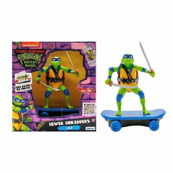 TU814001 TMNT Ninja Kaplumbağalar Çek Bırak Kaykay Figür - 71055 - 3