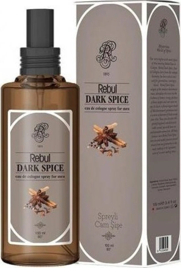 Rebul 100Ml Dark Spice Spreyli Cam Şişe Kolonya