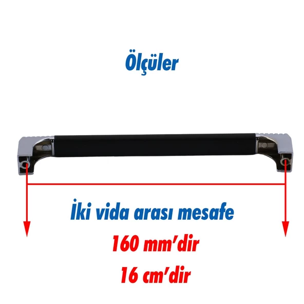 Side Kulp Mobilya Mutfak Dolabı Çekmece Dolap Kulpları Kapak Kulpu Kulbu Siyah 160 mm Metal - 3