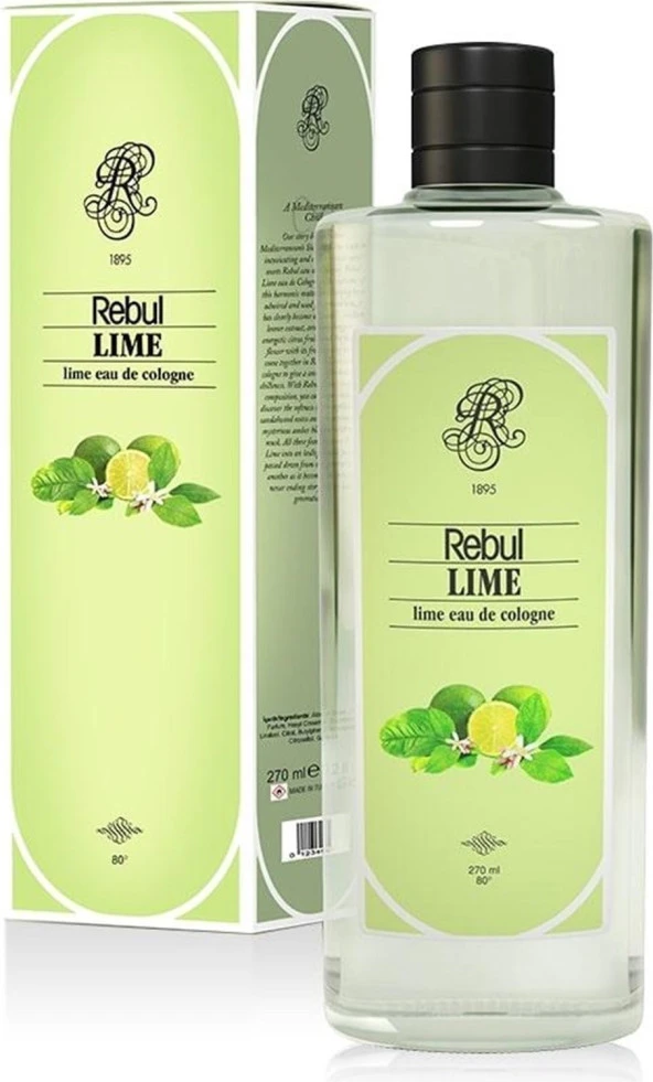 Rebul Lime - Misket Limon Kokulu Kolonya 270 Ml (Cam Şişe)