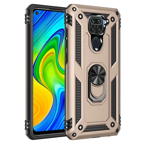 Xiaomi Redmi Note 9 Kılıf Yüzüklü Zırh Tank Vega