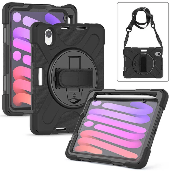 MobaxAksesuar Apple iPad Mini 7 (A17 Pro) Mini 6 Kılıf Defender Askılı Zırhlı Tank Case 2021-2024 - 2