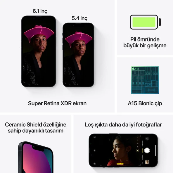 Apple iPhone 13 128 GB siyah (Apple Türkiye Garantili) - 7