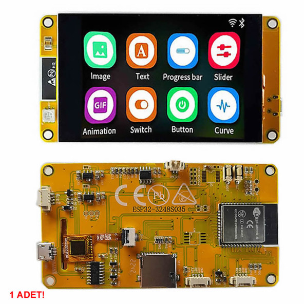 ESP32-48S035 3.5 inch Kapasitif Dokunmatik Tft Lcd Modül 320x480 Pixel Rgb Led Ldr Usb Uart IO - 3
