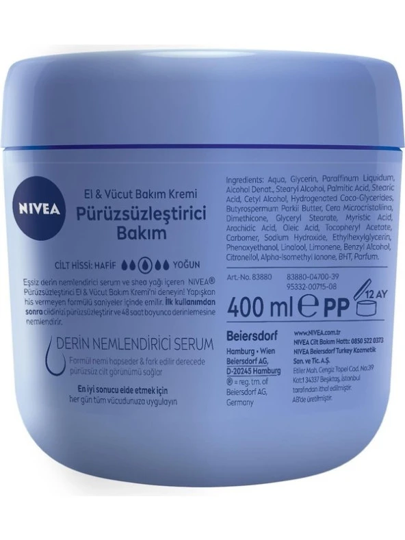 Nivea Pürüzsüzleştirici El & Vücut Bakım Kremi 400 ml