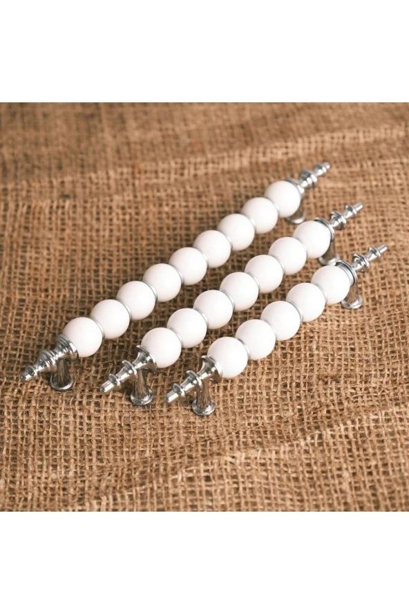 Misket Porselen Görünümlü Dolap Mutfak Çekmece Kulpu 160 Mm (16 Cm) 5 Adet