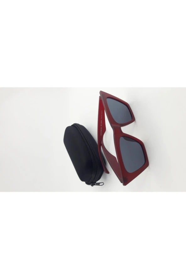 MARMORİS Kadın Mat Kırmızı Kare Kedi Lüks Güneş Gözlüğü MAR-0071-1 - 3