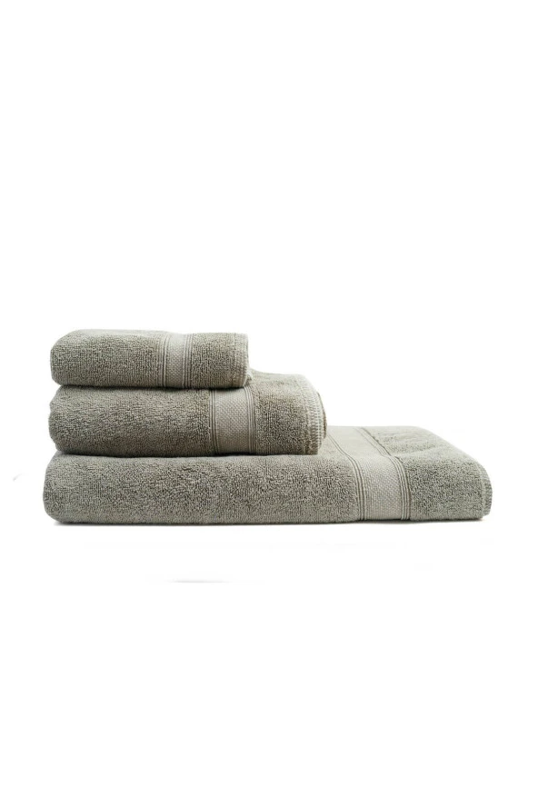 %100 Pamuklu Urban Parça Boyalı Elmas Bordürlü Havlu Seti (70x140 - 50x90 - 30x30 cm)
