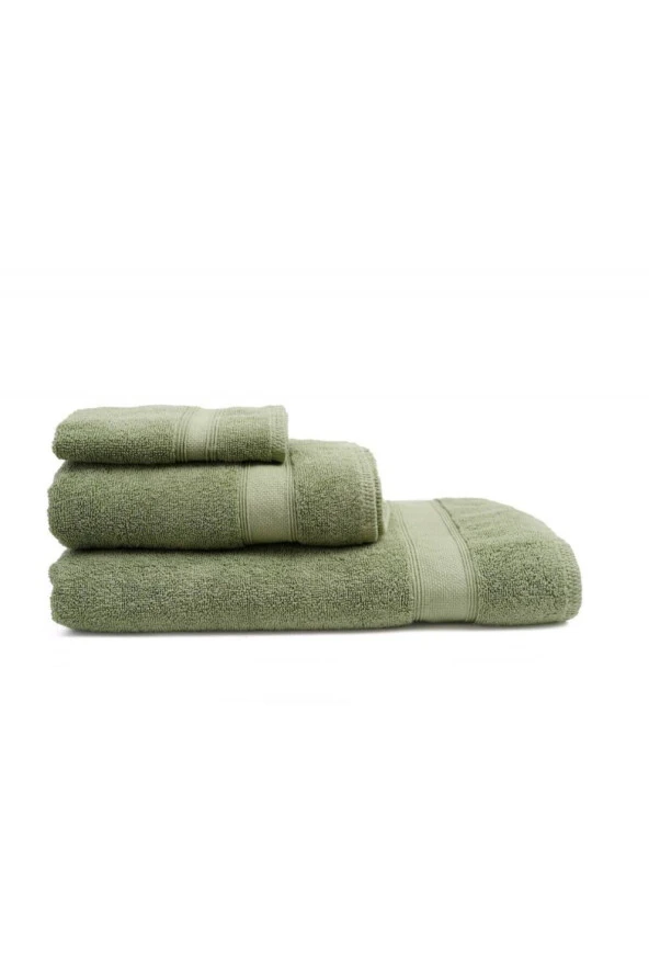 %100 Pamuklu Urban Parça Boyalı Elmas Bordürlü Havlu Seti (70x140 - 50x90 - 30x30 cm)