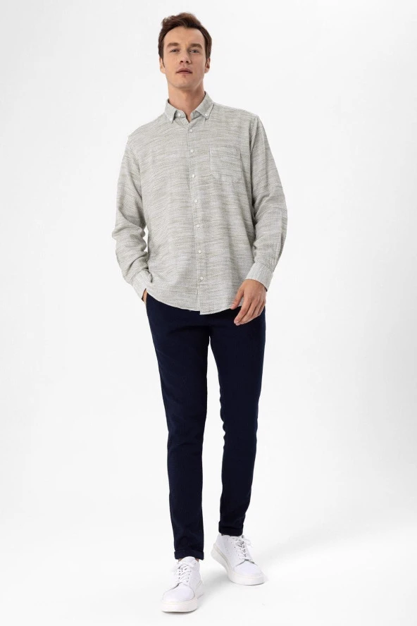 Köşeli Manşet Regular Kalıp Düz Gömlek - Resim 2