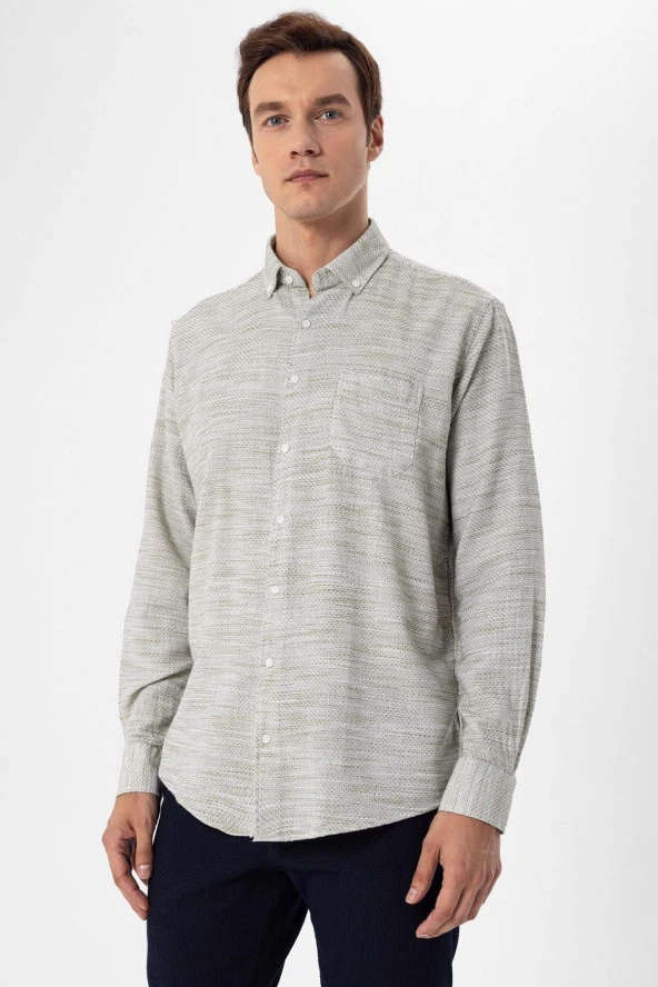 Köşeli Manşet Regular Kalıp Düz Gömlek - Resim 4