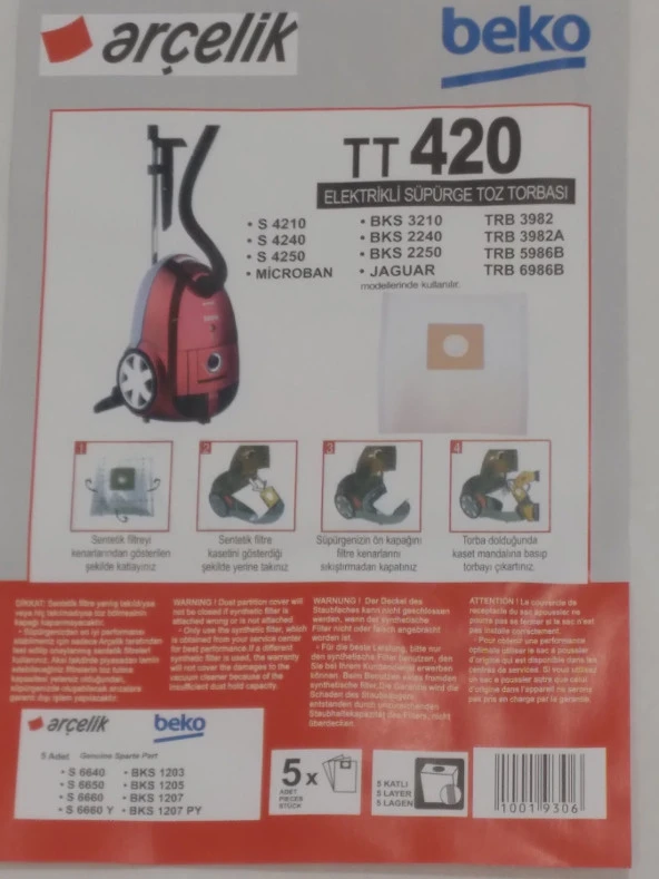 ARÇELİK TT 420 SENTETİK CONTALI ( 3 PAKET 15 ADET ) - 2