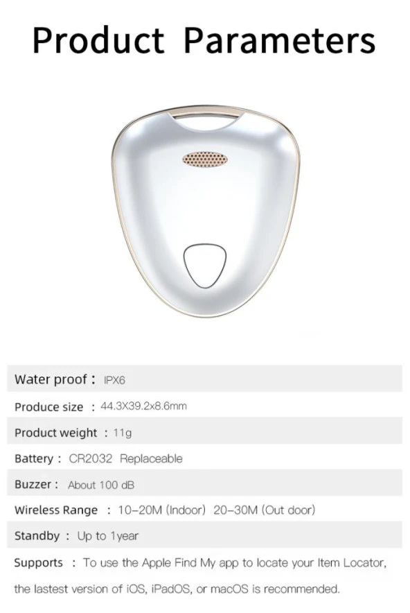 Locator Bluetooth Takip Cihazı Smart Tracker Beyaz APPLE MFI ONAYLI Smart Tag Su geçirmez - 5