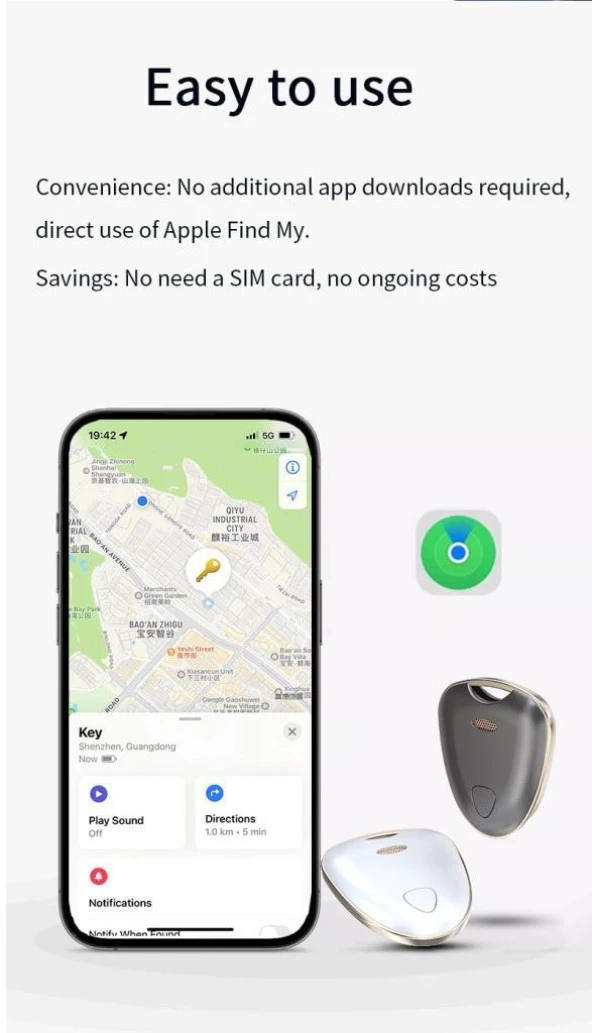 Locator Bluetooth Takip Cihazı Smart Tracker Beyaz APPLE MFI ONAYLI Smart Tag Su geçirmez - 8