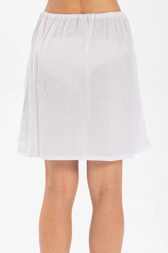 Jüpon Şile Bezi Mini Pamuk Kısa Etek Astarı Diz Boyu Kadın Jipon Beyaz Byz