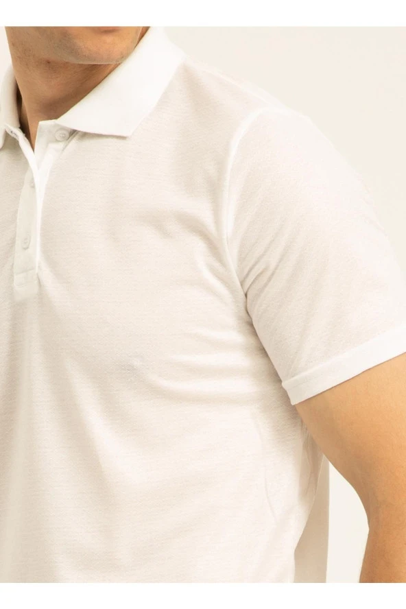Polo Yaka Baskılı Beyaz Erkek T-shirt Ts1014000263 - 3