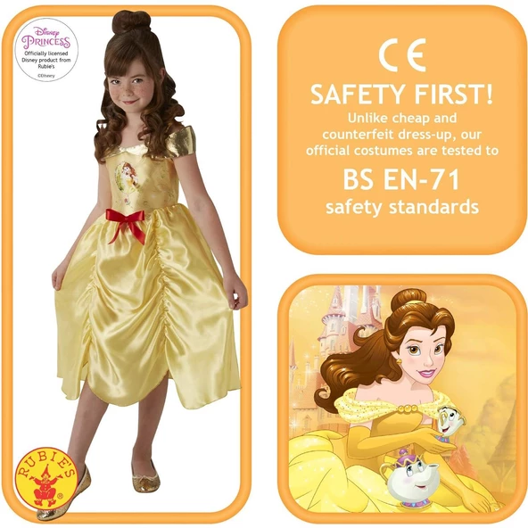 Orjinal Lisanslı Disney Prensesleri Belle Disney Güzel ve Çirkin Prenses Belle Kostümü 3-4 Yaş 104 cm - 2