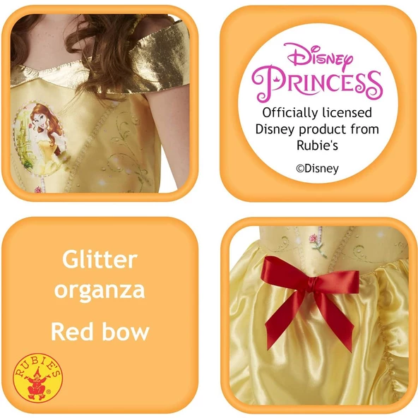 Orjinal Lisanslı Disney Prensesleri Belle Disney Güzel ve Çirkin Prenses Belle Kostümü 3-4 Yaş 104 cm - 3
