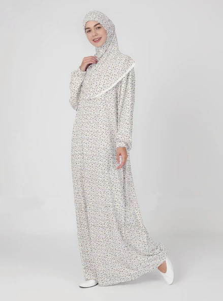 %100 Pamuk Başörtülü Tek Parça Namaz Elbisesi ürün görseli 1