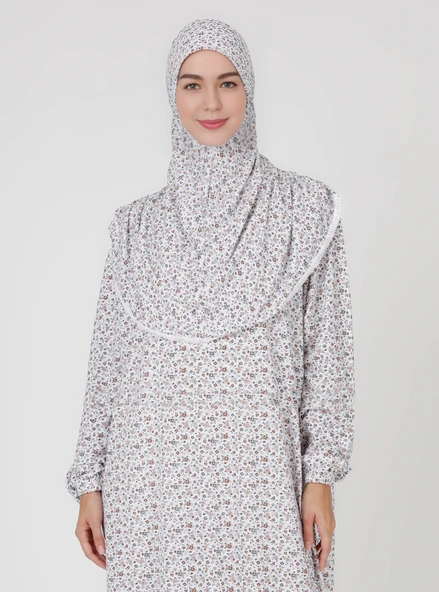 %100 Pamuk Başörtülü Tek Parça Namaz Elbisesi - Resim 4