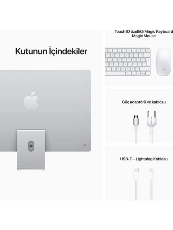 Apple iMac M1 Çip 8GB 512GB SSD macOS 24" All In One Bilgisayar MGPD3TU/A Gümüş