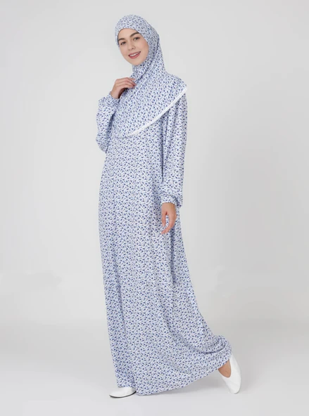 %100 Pamuk Başörtülü Tek Parça Namaz Elbisesi ürün görseli 1