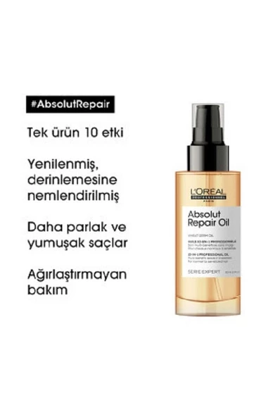 Serie Expert Absolut Repair 10 in 1 Yıpranmış Saçlar için 10 Etkili Mucize Bakım Spreyi 90 ml - Resim 3