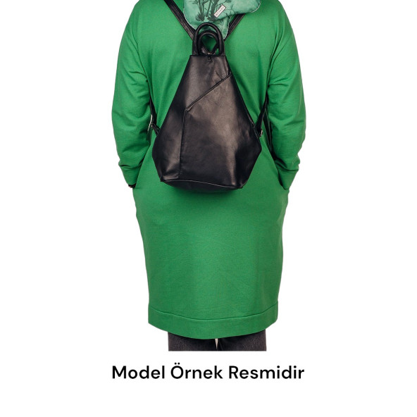 MEBES Kadın  Sırt ve Omuz Çantası Lacivert Renk Hakiki Deri Vazo Model Vzdlcvrt001 - 7