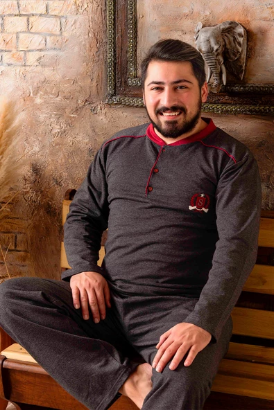Nisanca Mevsimlik 2 İplik  Büyük Beden Erkek Pamuk Pijama Takımı- Geniş Beden Aralığı - 11