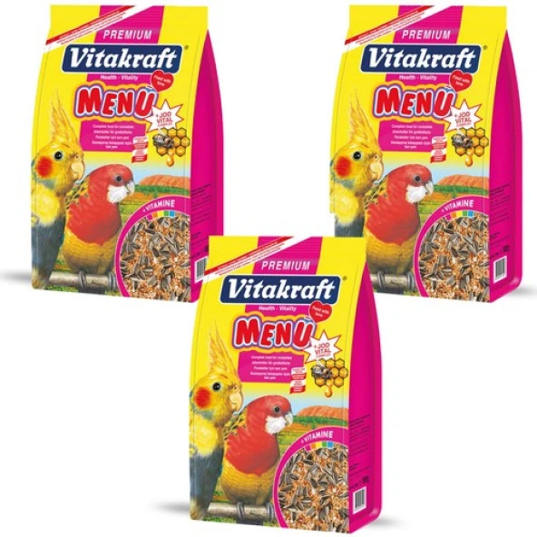 3 Adet Vitakraft Menü Paraket Yemi 1000 gr. Skt: 06/2026