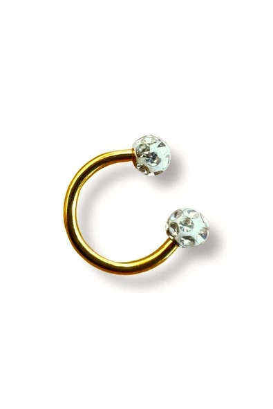 316l Gold Kararmaz Cerrahi Çelik Kristal Taşlı Kıkırdak Dudak Burun Septum Tragus Piercing