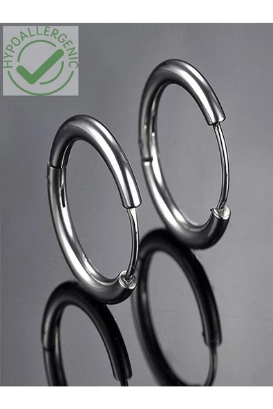 316l Paslanmaz Kararmaz Cerrahi Çelik 10mm Unisex Halka Küpe (GÜMÜŞ RENK)