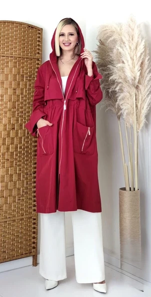 Modatalika Kadın Cep Detaylı Yan Kısmı Fermuarlı Tasarım Trençkot ürün görseli