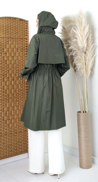 Modatalika Kadın Cep Detaylı Yan Kısmı Fermuarlı Tasarım Trençkot - Resim 6