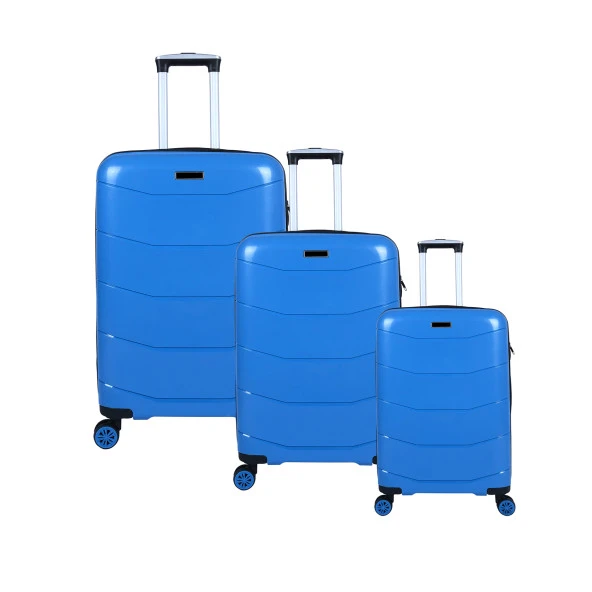 Bagacar Ultra Hafif Kırılmaz Silikon 3lü Set Valiz Mavi+ETİKET HEDİYELİ!