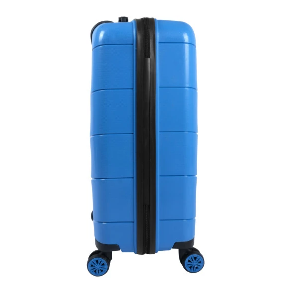 Bagacar Ultra Hafif Kırılmaz Silikon 3lü Set Valiz Mavi+ETİKET HEDİYELİ! - Resim 6