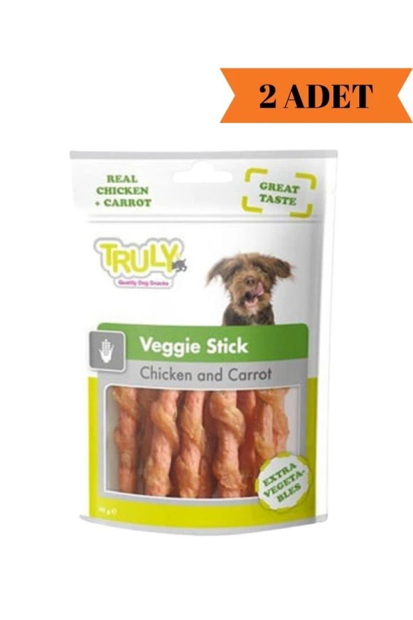 Truly Veggie Stick Tavuklu ve Havuçlu Yumuşak Köpek Ödül Maması 90 Gr x 2 Adet