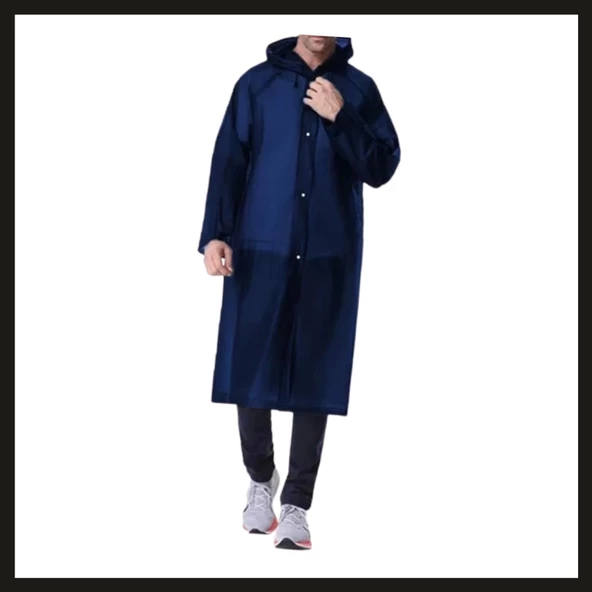 Uyguna-Yakala (11011) Savage Pvc Lacivert Cep Yağmurluk-AGM.011