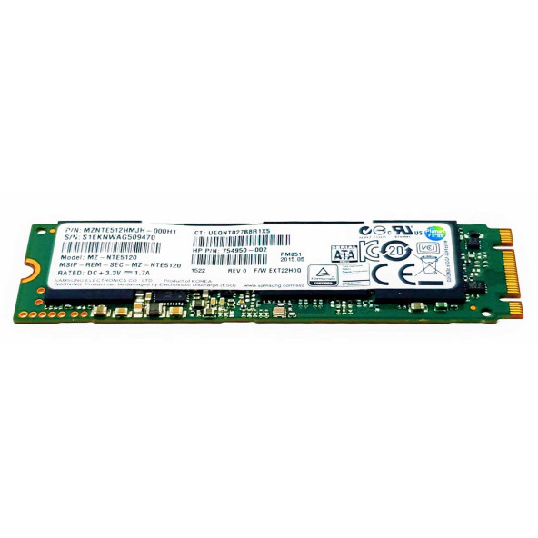 Samsung PM851 MZ-NTE5120 - 512GB M.2 2280 SATA III NGFF Solid State SSD ürün görseli