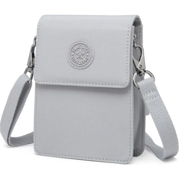 Smart Bags Küçük Telefonluk Kadın Çantası Krinkıl Kumaş 3173 A.Gri - 3