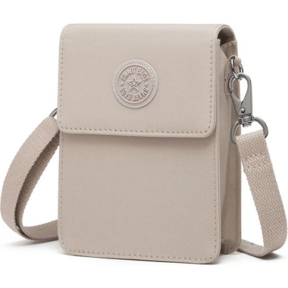 Smart Bags Küçük Telefonluk Kadın Çantası Krinkıl Kumaş 3173 Bej - 3