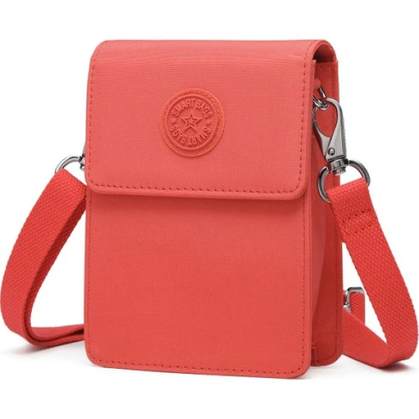 Smart Bags Küçük Telefonluk Kadın Çantası Krinkıl Kumaş 3173 Nar - 3