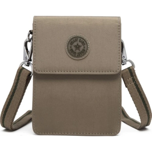 Smart Bags Küçük Telefonluk Kadın Çantası Krinkıl Kumaş 3173 A.Kahve