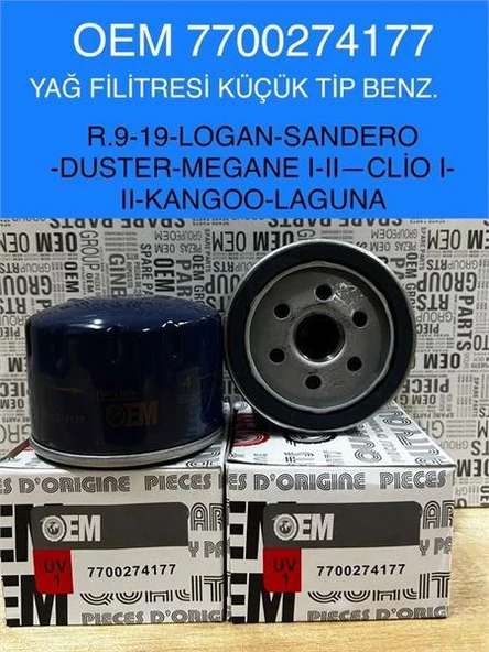 YAĞ FİLTRESİ R9 R19 R21 KANGO MEGANE FLUENCE CLİO KANGO 1-2 1.4 8V R12 TOROS 7700274177
