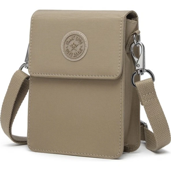 Smart Bags Küçük Telefonluk Kadın Çantası Krinkıl Kumaş 3173 Camel - 2