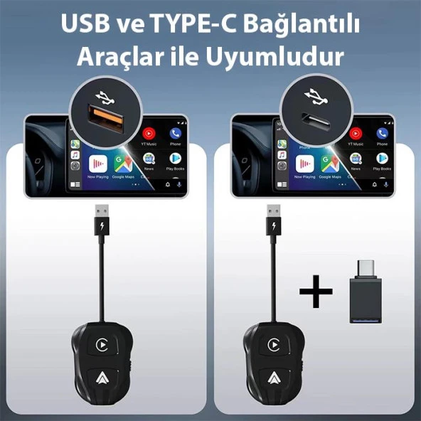 Coofbe Auto Car Play Ve Apple Car Play Dönüştürücü Carplay Dongle Kablosuz Apple Car Play Çevirici - 4