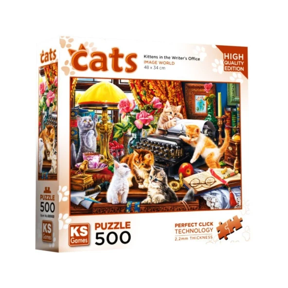20052 Kittens in the Writer s Office 500 Parça Puzzle