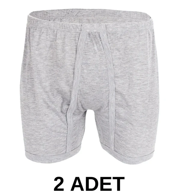 2 Adet Erkek % 100 Pamuk Arjantin Penye Boxer Gri (65 Kilo-115 Kilo)